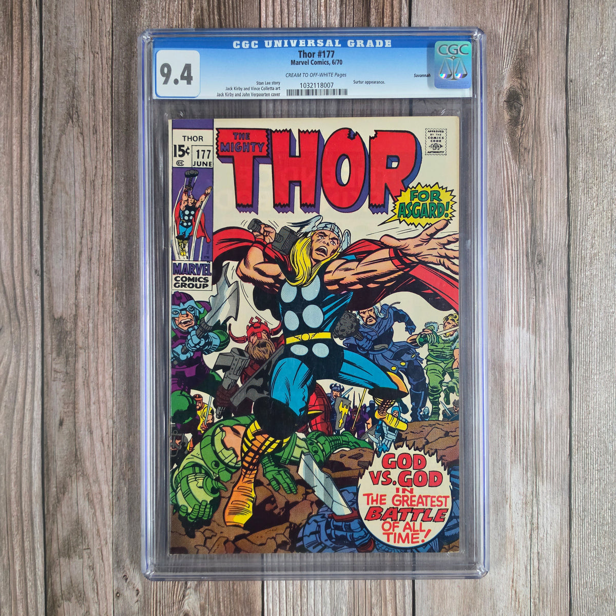 Thor #177 CGC 9.4 Silver Surfer appearance Savannah Pedigree (cert