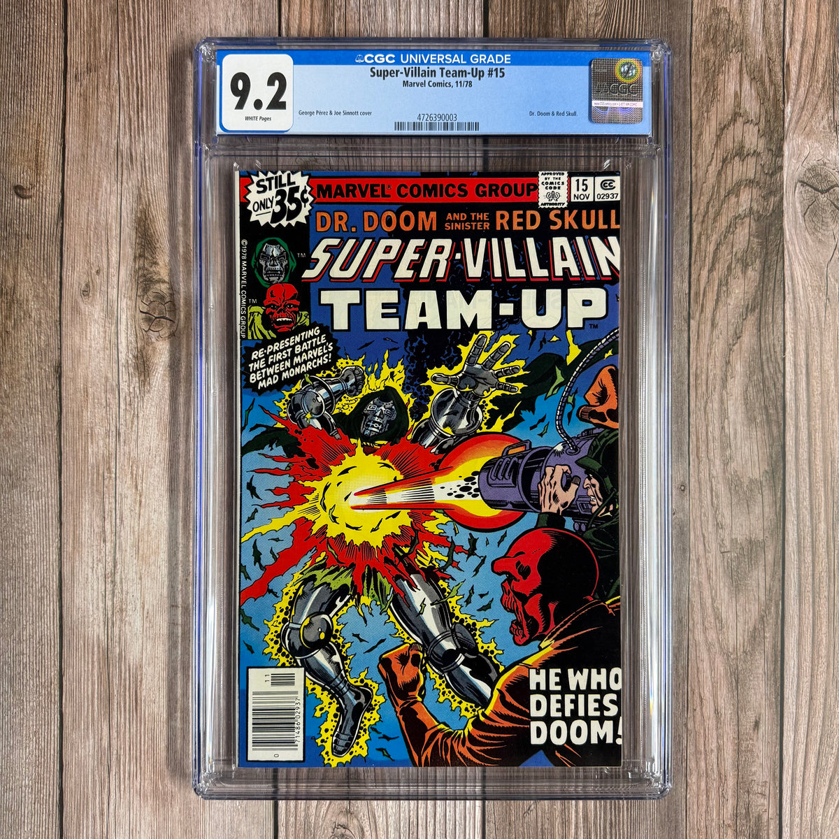 Super-Villain Team-Up #15 CGC 9.2 WP Cover art by George Pérez and