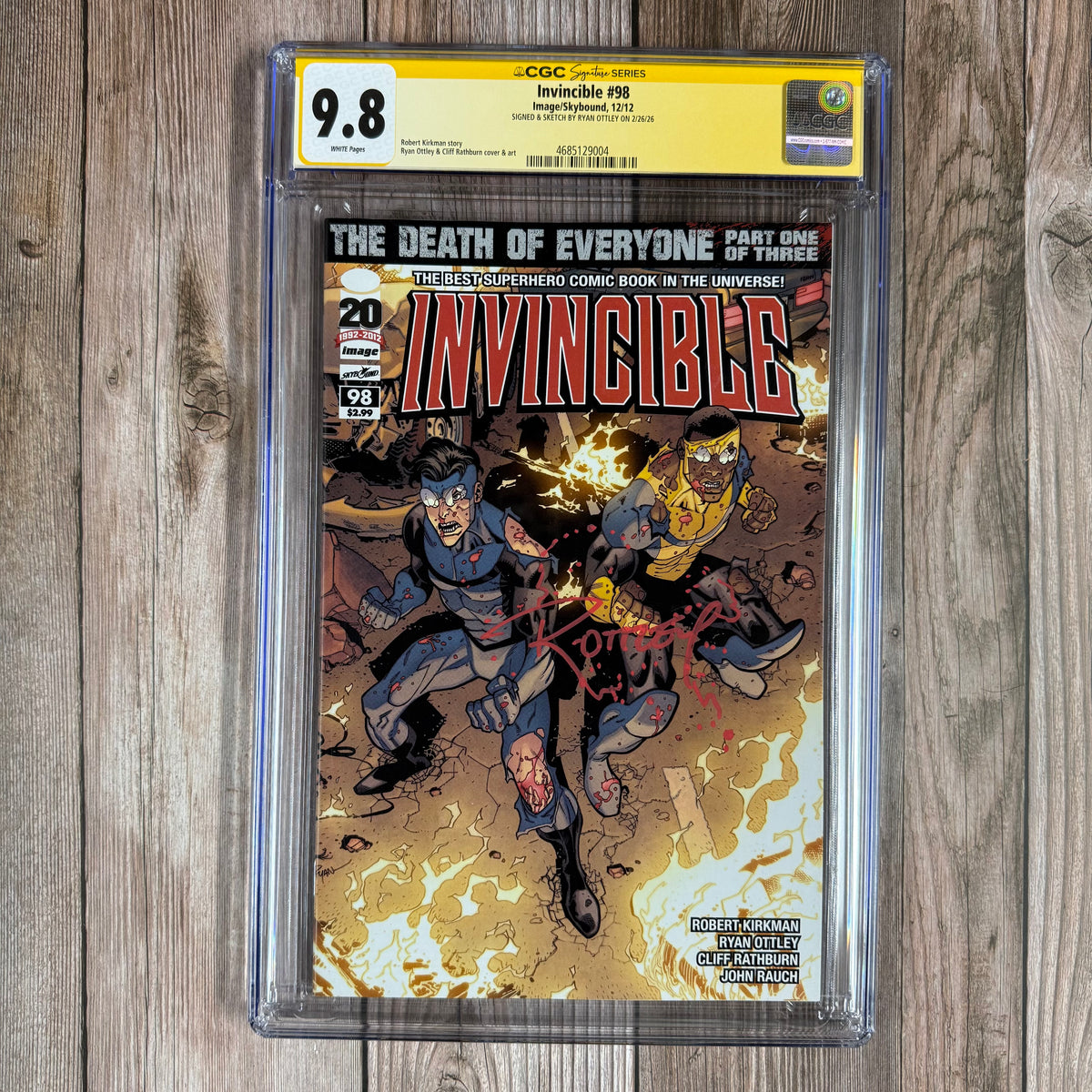 Invincible #98 CGC 9.8 WP SS Signed and Sketched by Ryan Ottley