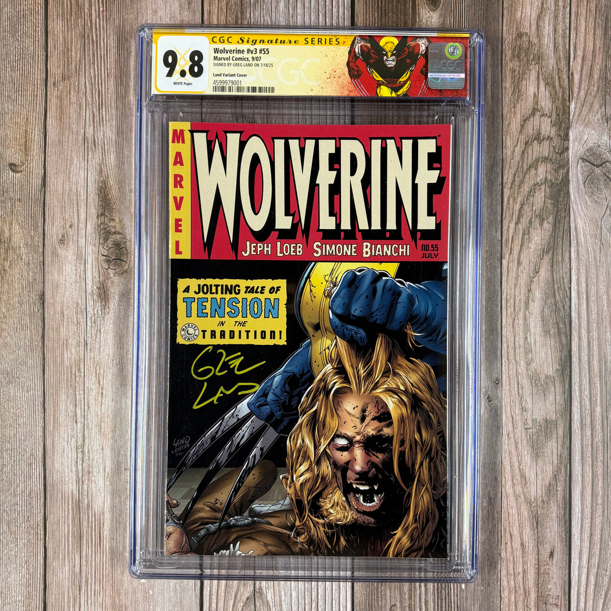Wolverine #55 CGC 9.8 WP Custom Label, SS Signed by Greg Land