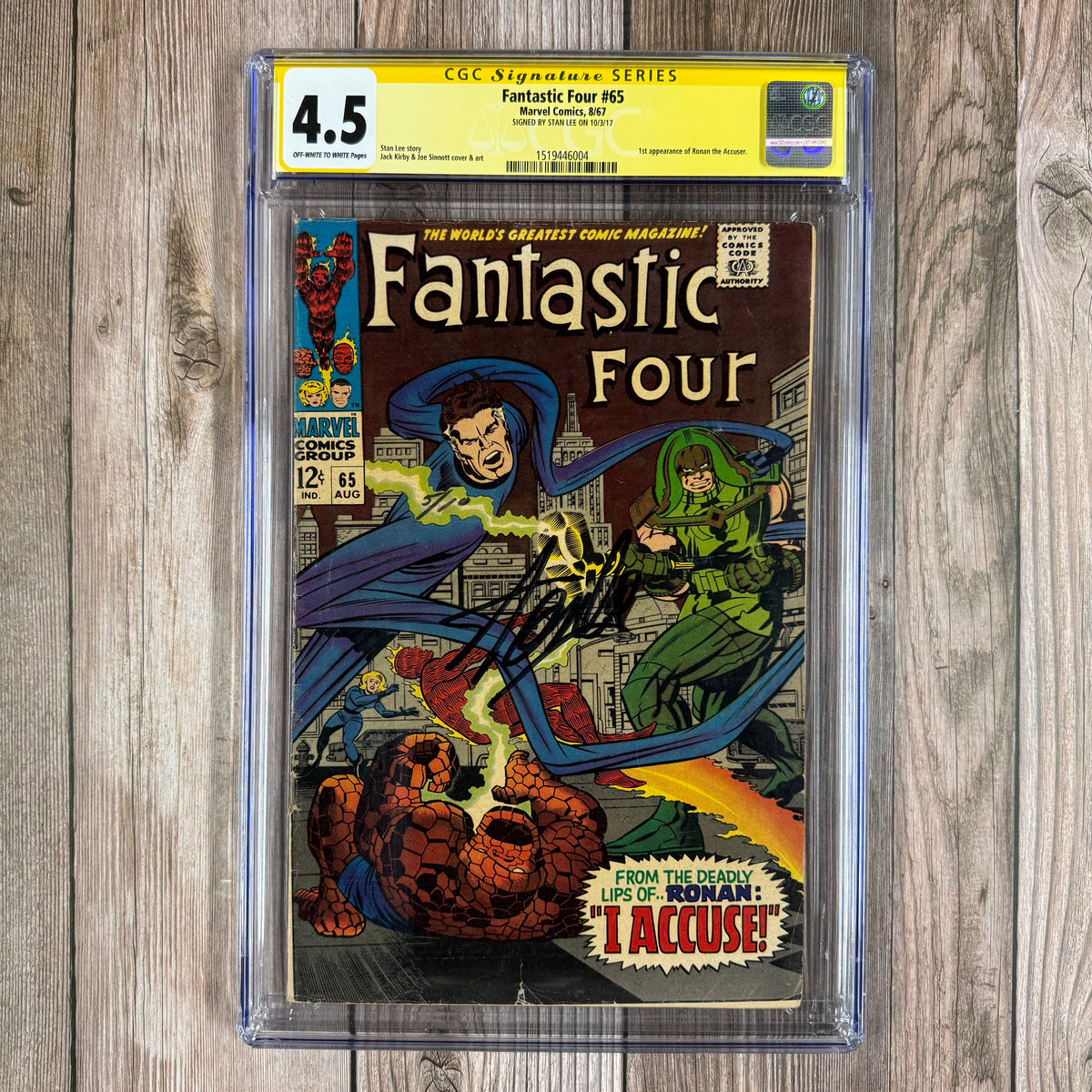 Fantastic Four #65 CGC 4.5 SS Signed by Stan Lee, 1st Appearance
