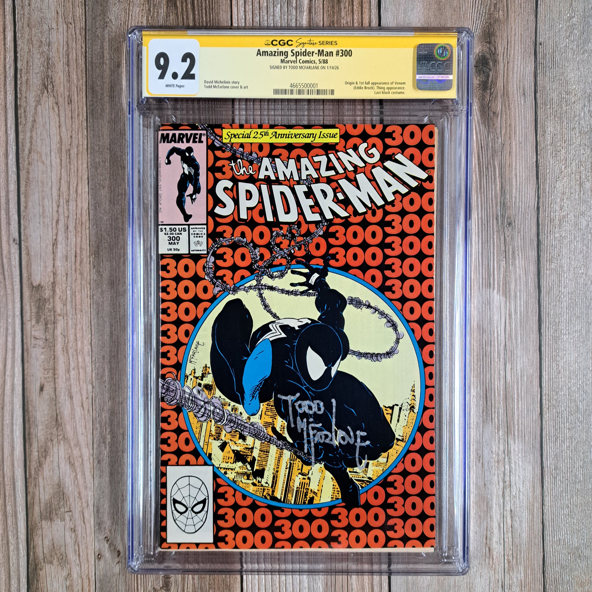 Amazing Spider-Man #300 CGC 9.2 SS Todd McFarlane, 1st full