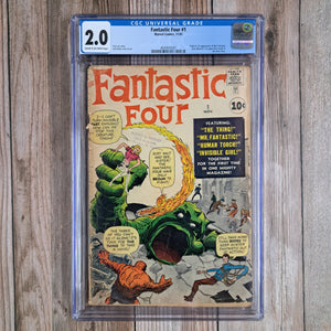 Fantastic Four #1 CGC 2.0 1st team appearance and origin of the Fantastic Four: Mr. Fantastic, Invisible Woman, Human Torch, The Thing (cert 3001)