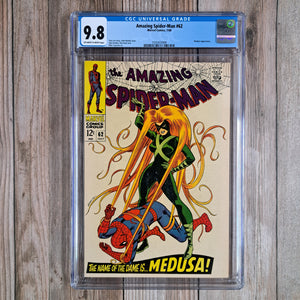 Amazing Spider-Man #62 CGC 9.8 Classic cover art by John Romita Sr. featuring Medusa, an Inhuman Royal and wife of Black Bolt (cert 3009)