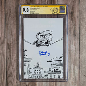 Ultimate Spider-Man #1 CGC 9.8 SS Skottie Young, Young variant sketch cover, store exclusive 1st appearance of Richard Parker II, later becomes Venom (cert 5042)