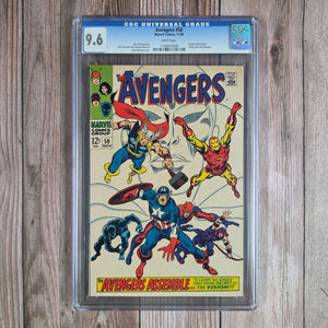 Avengers #58 CGC 9.6 WP 2nd appearance and origin of Vision, revealed Wonder Man's brain patterns are preserved in Vision's mind (cert 7008)