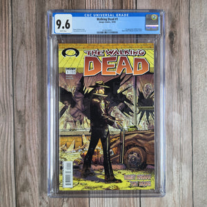 Walking Dead #1 CGC 9.6 WP Premiere issue of an ongoing series about survivors of a zombie outbreak from writer Robert Kirkman (cert 8001)