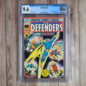 Defenders #28 CGC 9.6 1st full appearance of Starhawk (cert 3002)
