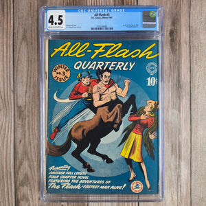 All Flash #3 CGC 4.5 Ad for All Star Comics #8 & Sensation Comics #1 (cert 4003)