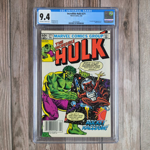 Incredible Hulk #271 CGC 9.4 News Stand 2nd appearance and first cover of Rocket Raccoon, formerly Rocky Raccoon in Marvel Preview #7 (cert 2001)