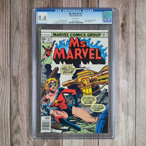 Ms. Marvel #17 CGC 9.4 News Stand WP 2nd cameo appearance of Raven Darkholme, disguised as Nick Fury and the Contessa (cert 4013)