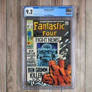Fantastic Four #92 CGC 9.2 Classic Cover art by Jack Kirby (Cert 8001)