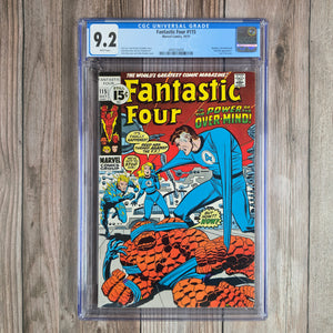 Fantastic Four #115 CGC 9.2 WP Cover art by John Buscema and John Romita, Last 15¢ issue.  (Cert 6005)