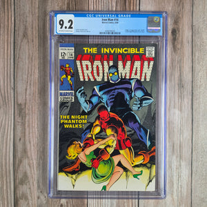 Iron Man #14 CGC 9.2 Cover art by Johnny Craig, Origin, 1st appearance and "death" of the Night Phantom (Travis Hoyt)(Cert 0020)