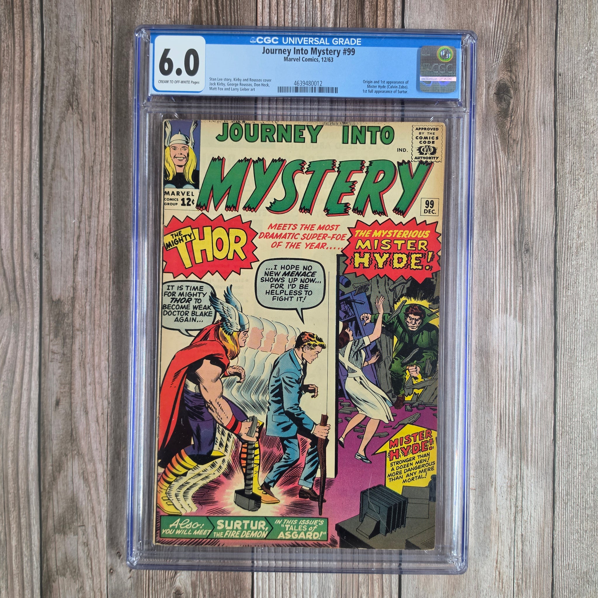 Journey Into Mystery #99 CGC 6.0 Cover art by Jack Kirby and