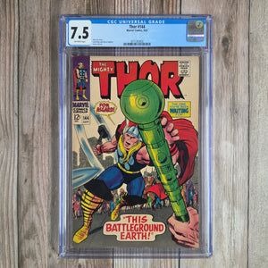 Thor #144 CGC 7.5 Cover art by Jack Kirby and Vince Colletta, Features Two of the Three Enchanters (Cert 3002)