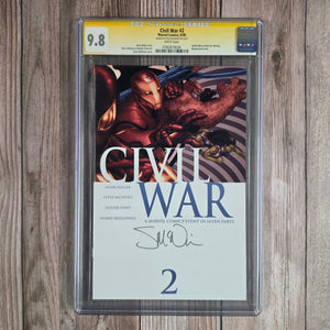 Civil War #2 CGC 9.8 WP Signed by Steve McNiven Cover art by Steve McNiven, Spider-Man reveals his identity to the world (Cert 9036)