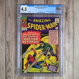 Amazing Spider-Man #11 CGC 4.5 Cover art by Steve Ditko and Jack Kirby 1st appearance and "death" of Bennett Brant and 2nd appearance of Doctor Octopus (Cert 5002)