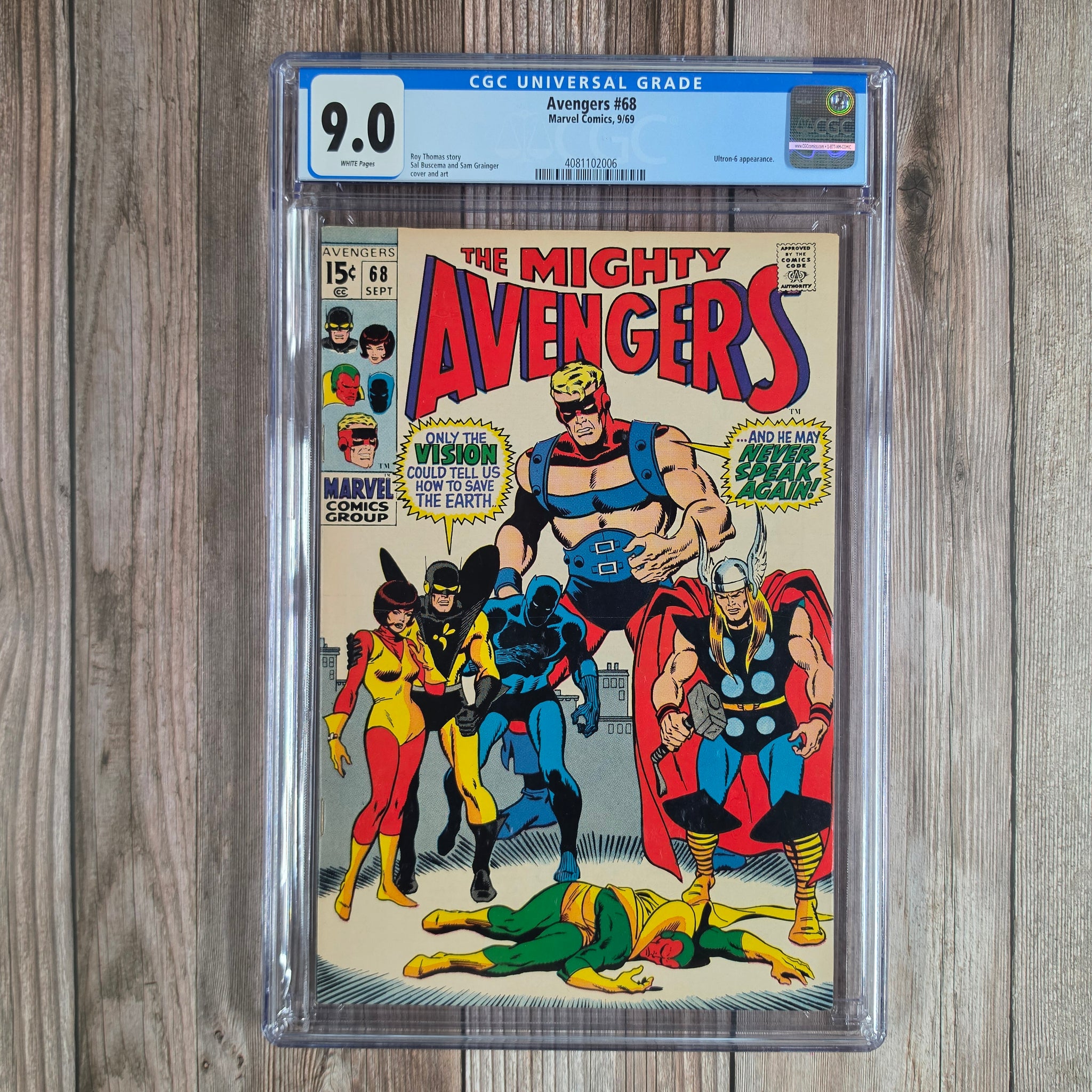 アメコミ KMGMarvel Avengers Comic Collection Avengers #68 CGC 9.0 WP Cover art by Sal Buscema and Sam Grainger