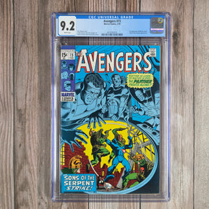 Avengers #73 CGC 9.2 WP Cover art by Marie Severin and Frank Giacoia, 1st appearance of Monica Lynne (Cert 7014)