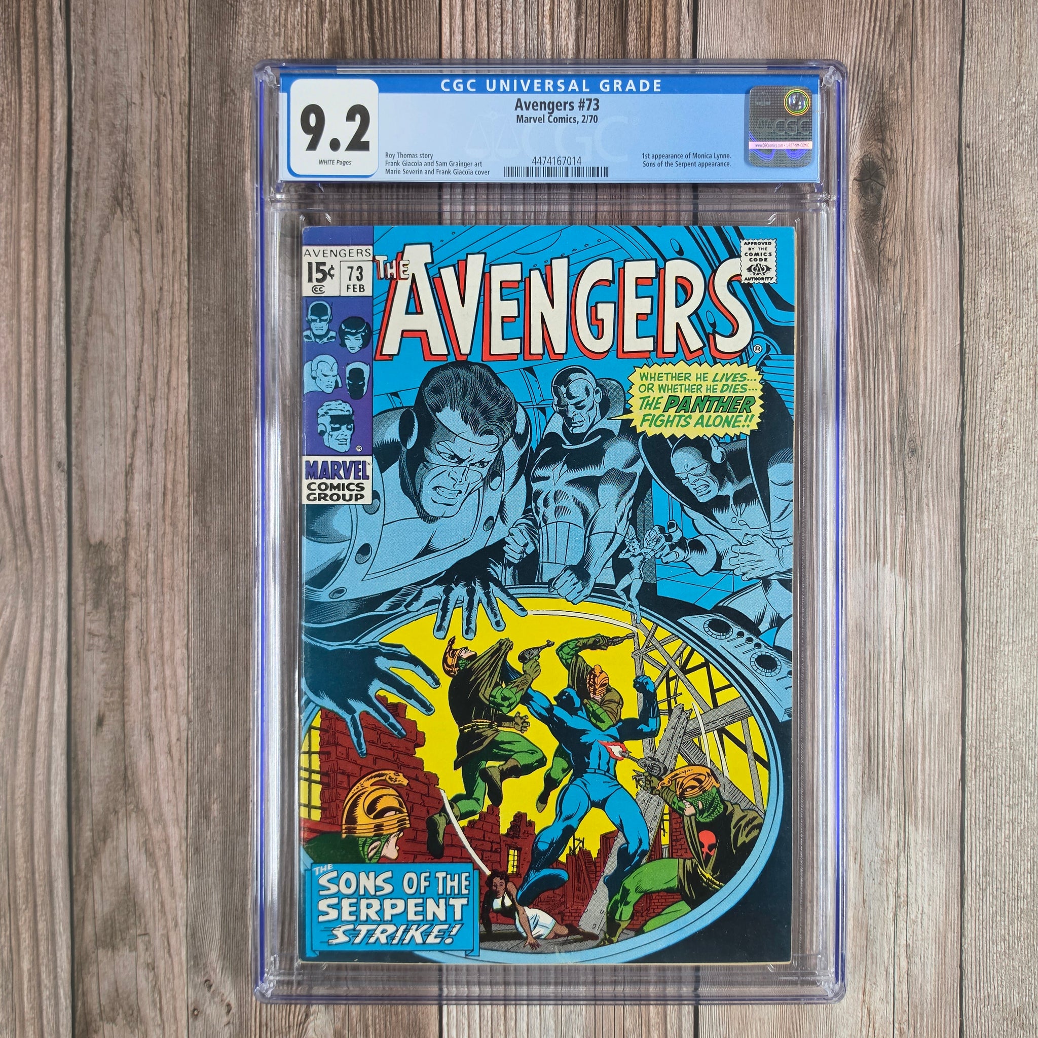 アメコミリーフ　Avengers #53 CGC 7.0 Avengers #73 CGC 9.2 WP Cover art by Marie Severin and Frank
