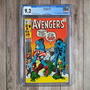 Avengers #78 CGC 9.2 WP Cover art by John Buscema and Tom Palmer, 1st appearance of the Lethal Legion, 2nd appearance of M'Baku (Man-Ape) (Cert 5020)