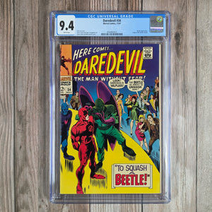 Daredevil #34 CGC 9.4 WP Cover by Gene Colan, Origin of the Beetle retold (Cert 3012)