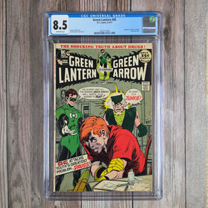 Green Lantern #85 CGC 8.5 Pioneering drug addiction story, ICONIC cover art by Neal Adams (Cert 7004)