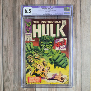Incredible Hulk #102 CGC 6.5 Restored Premier issue of the ongoing series, Origin of Hulk retold * (Cert 6005)