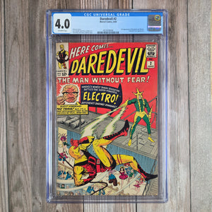 Daredevil #2 CGC 4.0 2nd Appearance of Daredevil and Electro, CLASSIC Cover art by Jack Kirby and Vince Colletta (Cert 8006)
