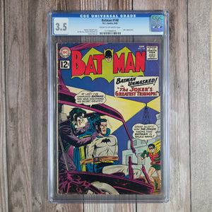 Batman #148 CGC 3.5 Classic Joker Cover by Sheldon Moldoff and Ira Schnapp, Batman Unmasked (Cert 8010)