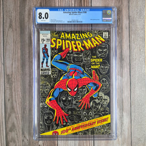 Amazing Spider-Man #100 CGC 8.0 WP ICONIC cover art by John Romita Sr. and Frank Giacoia, Milestone 100th Anniversary Issue (Cert 1002)