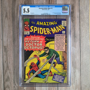 Amazing Spider-Man #11 CGC 5.5 Cover art by Steve Ditko and Jack Kirby 1st appearance and "death" of Bennett Brant and 2nd appearance of Doctor Octopus (Cert 3004) *