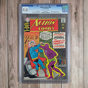 Action Comics #340 CGC 9.0 1st Appearance of Parasite, Interior double-page pin-up of Superman (Cert 0001)