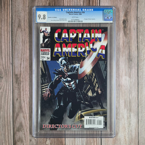 Captain America #34 CGC 9.8 WP Director's Cut Edition Variant Cover Art by Steve Epting, 1st appearance of Bucky Barnes as Captain America (Cert 8063)