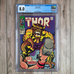 Thor #155 CGC 8.0 Cover art by Jack Kirby and Vince Colletta (Cert 6010)