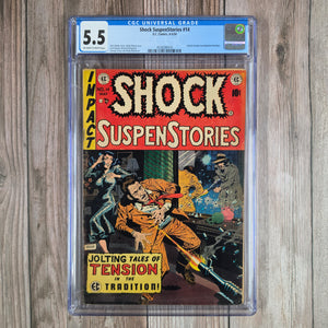 Shock SuspenStories #14 CGC 5.5 Used in the Senate investigation on juvenile delinquency (Cert 6010)