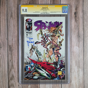 Spawn #9 CGC 9.8 WP SS Signed by Todd McFarlane 1st Appearance of Medieval Spawn, Cogliostro and Angela (Cert 3007)