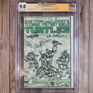 Teenage Mutant Ninja Turtles #4 CGC 9.0 CGC Authenticated Autographs of Ryan Brown, Kevin Eastman, Steve Lavigne & Eric Talbo  (Cert 7001)