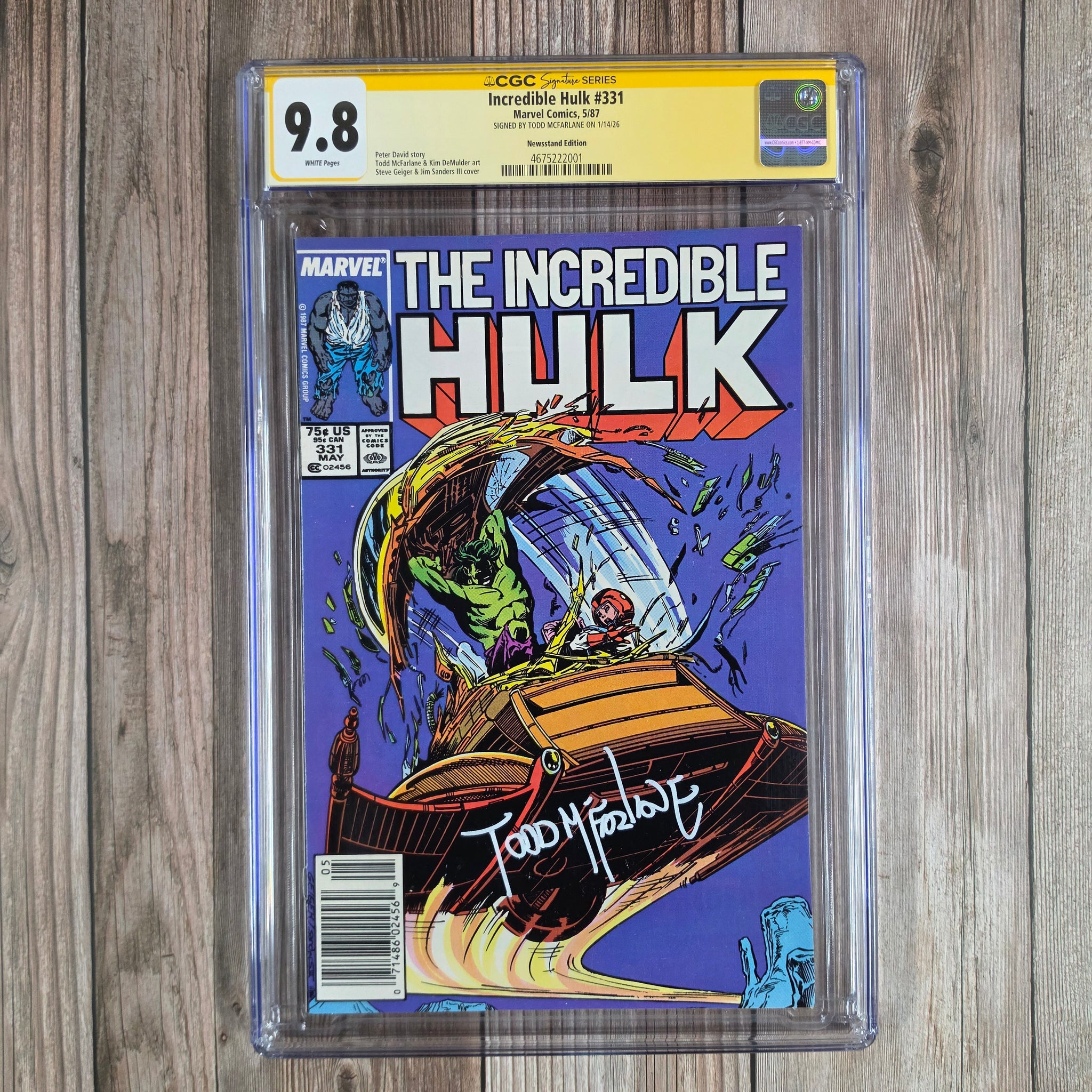 Incredible Hulk #331 CGC 9.8 WP SS Signed by Todd McFarlane, 1st