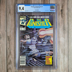Punisher Limited Series #1 CGC 9.4 WP ICONIC Cover Art by Mike Zeck, 1st  Solo Punisher Series NEWSSTAND EDITION (Cert 3004)