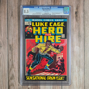 Hero For Hire #1 CGC 8.5 WP 1st Appearance and Origin of Luke Cage, 1st Appearance of Diamondback, Comanche and Shades (Cert 1001)