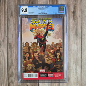 Captain Marvel #17 CGC 9.8 WP Cover art by Joe Quinones, 2nd cameo appearance of Kamala Khan, later becomes Ms. Marvel (Cert 1012)