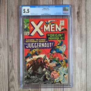 X-Men #12 CGC 5.5 WP 1st Appearance and Origin of Juggernaut, Origin of Professor X, 1st Cameo Appearance of Cyttorak. (Cert 8016)
