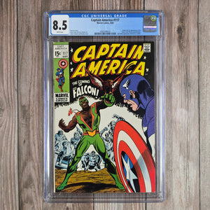 Captain America #117 CGC 8.5 WP 1st Appearance and Origin of the Falcon & Redwing (Cert 4010)
