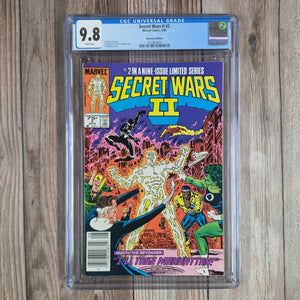 Secret Wars II #2 CGC 9.8 Newsstand WP, 1st appearance of Hate-Monger (cert 3024)