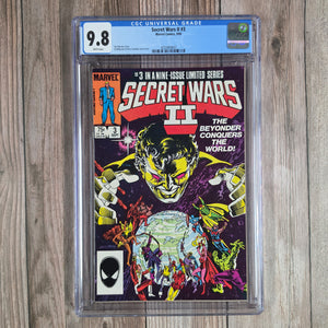 Secret Wars II #3 CGC 9.8 WP, 1st full appearance of the Beyonder in his ongoing human form with dark, curly hair (cert 9007)