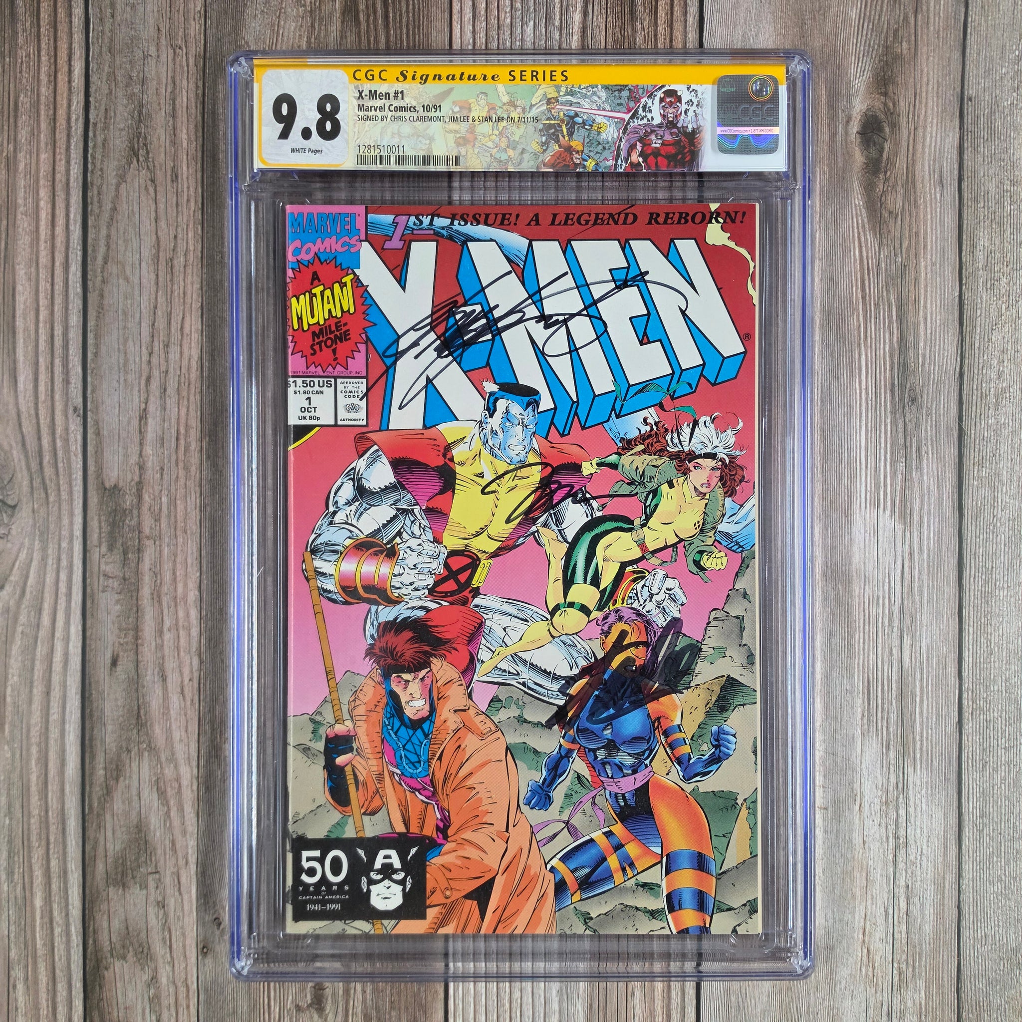 【レナード・リーチマン】 X-Men #1 CGC 9.8 WP Custom Label, SS Signed by Stan Lee, Chris