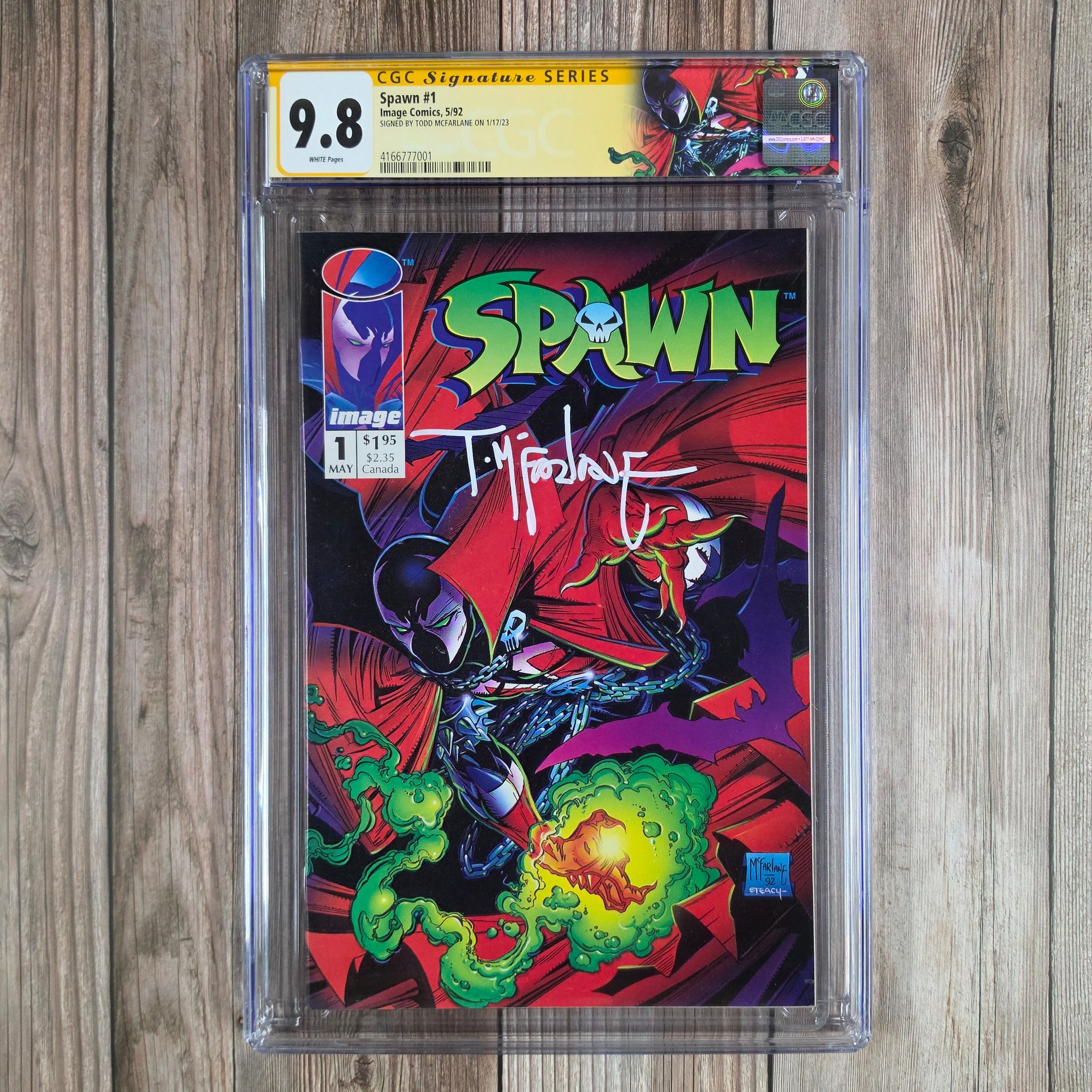 Spawn #1 CGC 9.8 WP Custom Label, SS Signed by Todd McFarlane 1st