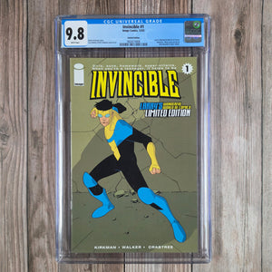 Invincible #1 CGC 9.8 WP Cory Walker & Bill Crabtree Larry's Wonderful World of Comics Limited Edition Variant, 1st Appearance of Invincible and Omni-Man, RARE (Cert 4008)